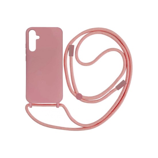 Capa de Silicone com Cordão para Samsung Galaxy A25 5G Rosa